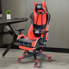Modern design Video Computer Gaming Chair MH-40 RED with fully reclining foot rest and soft leather (Red,black)