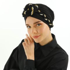 Headscarf Bonnet Arab Head Wraps for women-Black-FREE SIZE