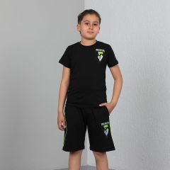 Boys Two Piece T-shirt & short-Black-7Year
