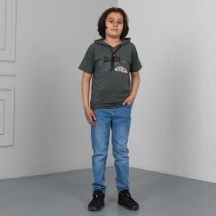 Boys Round Neck T-shirt With Cap