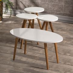 4 Pcs Nesting Table And Center Table Set Wood