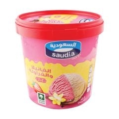 Saudia Ice Cream Two In One Vanilla & Strawberry 1Ltr