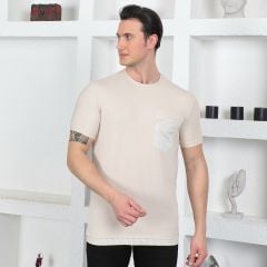 Men's Round Neck Plain T-shirt with Pocket